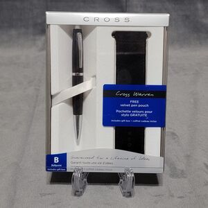 Matte Black Cross Warren Ballpoint Pen With Pouch, New In Box